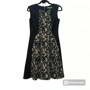 Danny and Nicole Black And Gold Embroidery Dress | Small
